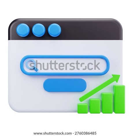 3D SEO Analytics Search Ranking Growth Icon
