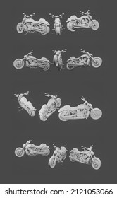 3d Set Of Motorcycle Rendered From Different Angles For Vfx, Animation Movie And Video Game Projects