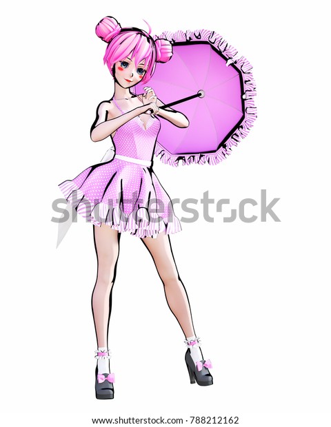 3d Sexy Anime Doll Girl Big Stock Illustration