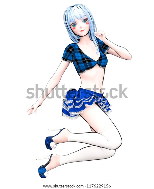 3d Sexy Anime Doll Japanese Anime Stock Illustration 1176229156