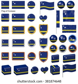 3d shapes containing the flag of CuraÃ§ao