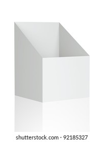 3D Shelf Box Display On A White Background. Isolated