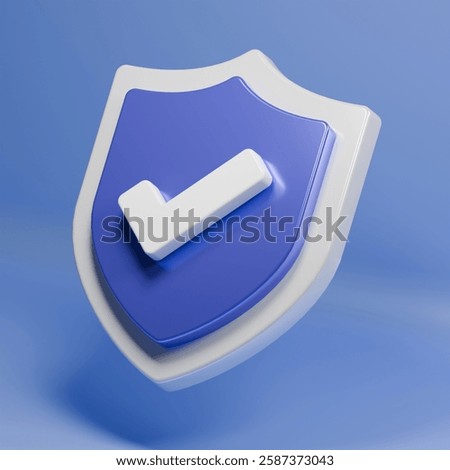 3D Shield vector icon on blue background