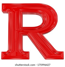 3d Shiny Red Font Made Of Plastic  - R Letter