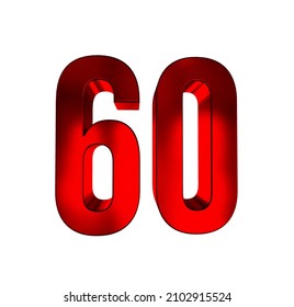 3d Shiny Red Number Collection 60 Stock Illustration 2102915524 