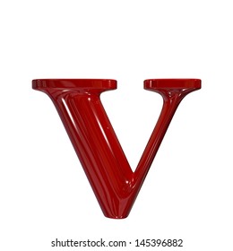 3d Shiny Red Plastic Ceramic Letter Collection - V