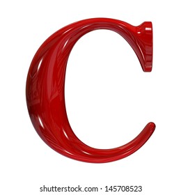 3d Shiny Red Plastic Ceramic Uppercase Letter - C