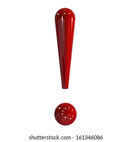 3d Shiny Red Plastic Ceramic The Exclamation Point