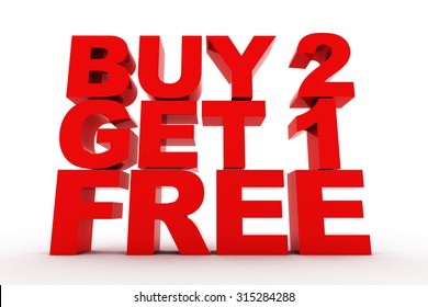 3D shiny Rendering of Red Buy two get one free word