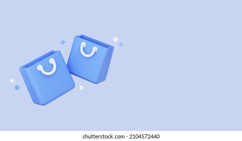 3D Shopping bags isolated on background with empty copy space for promotion. Online shopping concept. Banner template. Cartoon illustration. 3D Rendering - Powered by Shutterstock