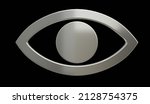 3D silver eye icon. eye illustration on black background. 3D eye. simple eye illustration.