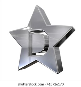 3D Silver metal Star , number and letter 3d render, 3d illustration