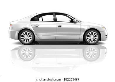 3D Silver Sedan Car