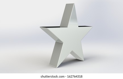 3d Silver Star Isolated On White