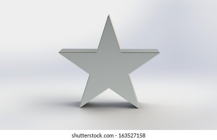 3d Silver Star Isolated On White