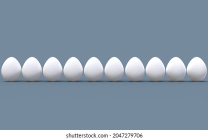 3D Similar White Eggs Rendering 