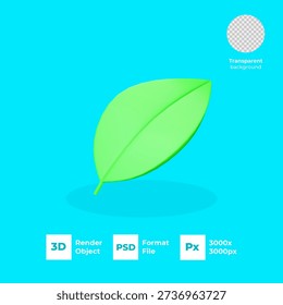 3D Simple Cute Leaf nature Bio Icon