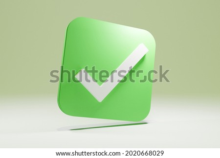 3D simple and modern true answer, done, tick icon isolated on white background 