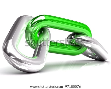 3D single chain link isolated on white background