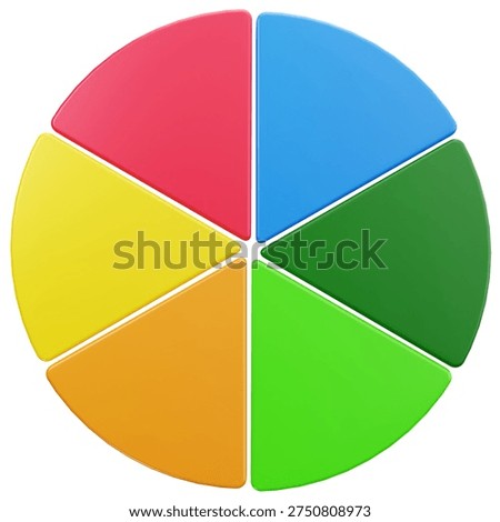 3D Six Section Pie Chart