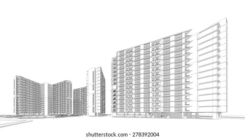 3d Sketch Modern Building Stock Illustration 278392046 | Shutterstock