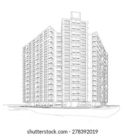 3d Sketch Modern Building Stock Illustration 278392046 | Shutterstock