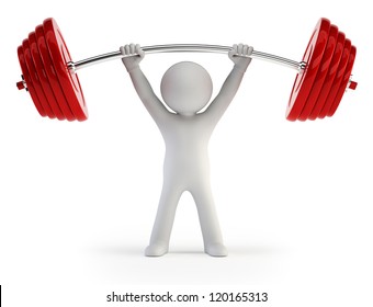 3d small people - Athlete lifting weights