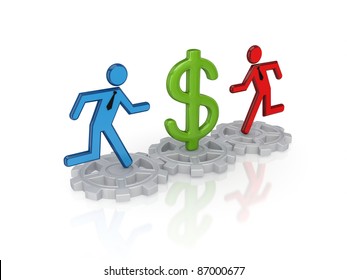 3d Small People Running On Gears Stock Illustration 87000677 | Shutterstock