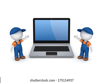 3d small people in workwear and notebook.Isolated on white. - Powered by Shutterstock