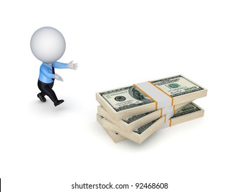 3d Small Person Running Dollarsisolated On Stock Illustration 92468608 ...