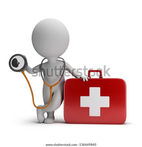 3d Small Person Stethoscope First Aid Stock Illustration 136649840