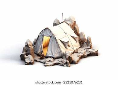 3d small tent on the mountain
