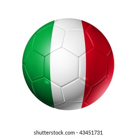 3D Soccer Ball With Italy Team Flag, World Football Cup 2014. Isolated On White With Clipping Path