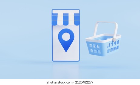 3D social media app, smartphone with shopping basket, for digital store promotion. Web and advertising for selling products Modern online shopping concept, 3d rendering. - Powered by Shutterstock