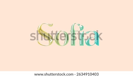 3D Sofia name. Sofia illustration. Sofia typography. Sofia Name illustration. Colorful gradient graphic vector design with removable background. Separate european italian name for girls in jpg file.