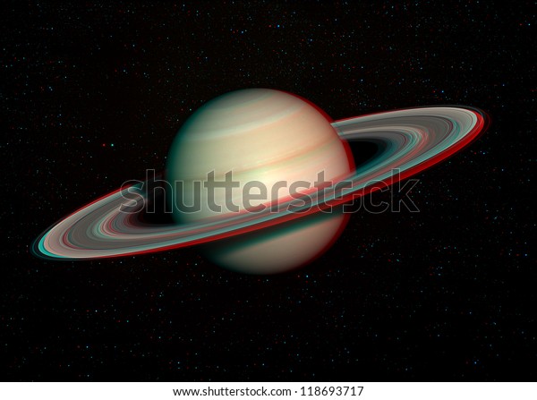 3d Solar System Series Saturn Stars Stock Illustration 118693717