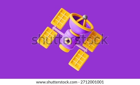 3D Space Satellite Render Orbiting Spacecraft Communication Background