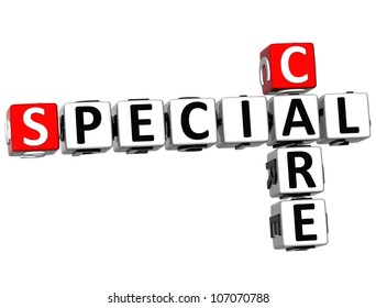 3D Special Care Crossword on white background