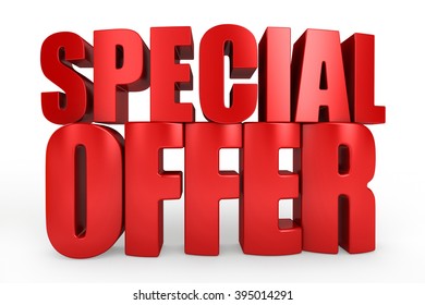 3D special offer word on white isolated background
