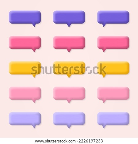3d Speech bubble icon set. Chat box collection. Talk, text message, dialog colorful banners. 