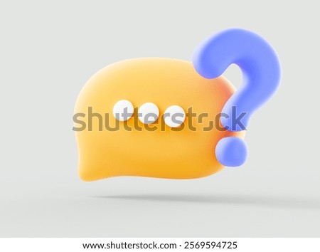 3D speech bubble question mark icon sign or ask FAQ and QA answer solution information, question answer sign or problem. 3d render illustration
