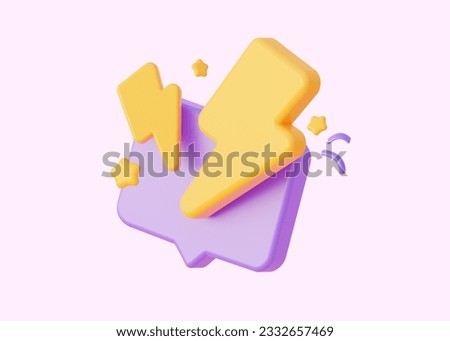 3d speech bubble with thunder bolt with  cartoon style. 3d rendering in cartoon style.
