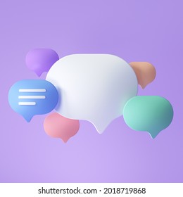 3D speech bubbles for text replacement, chatting or message box, social media chatting concept. 3d render illustration