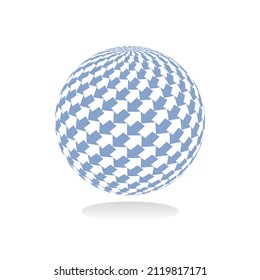 3D Spherical Globe Shape With Arrows Pattern. 