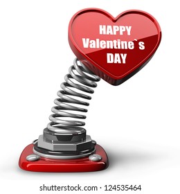 3d spring button heart. Happy Valentines day. isolated on white background. High resolution render