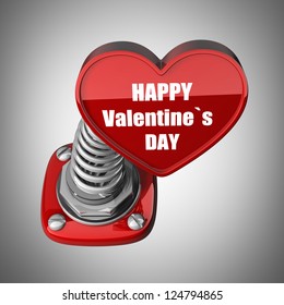 3d spring button heart. Happy Valentines day. High resolution render
