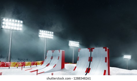 3-D springboard. Ski jump.