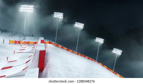 3-D springboard. Ski jump.