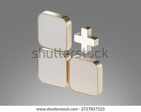 3D square blocks with plus sign representing scalability and data expansion for financial portfolio management