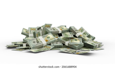 
3D Stack Of 100 US Dollar Notes